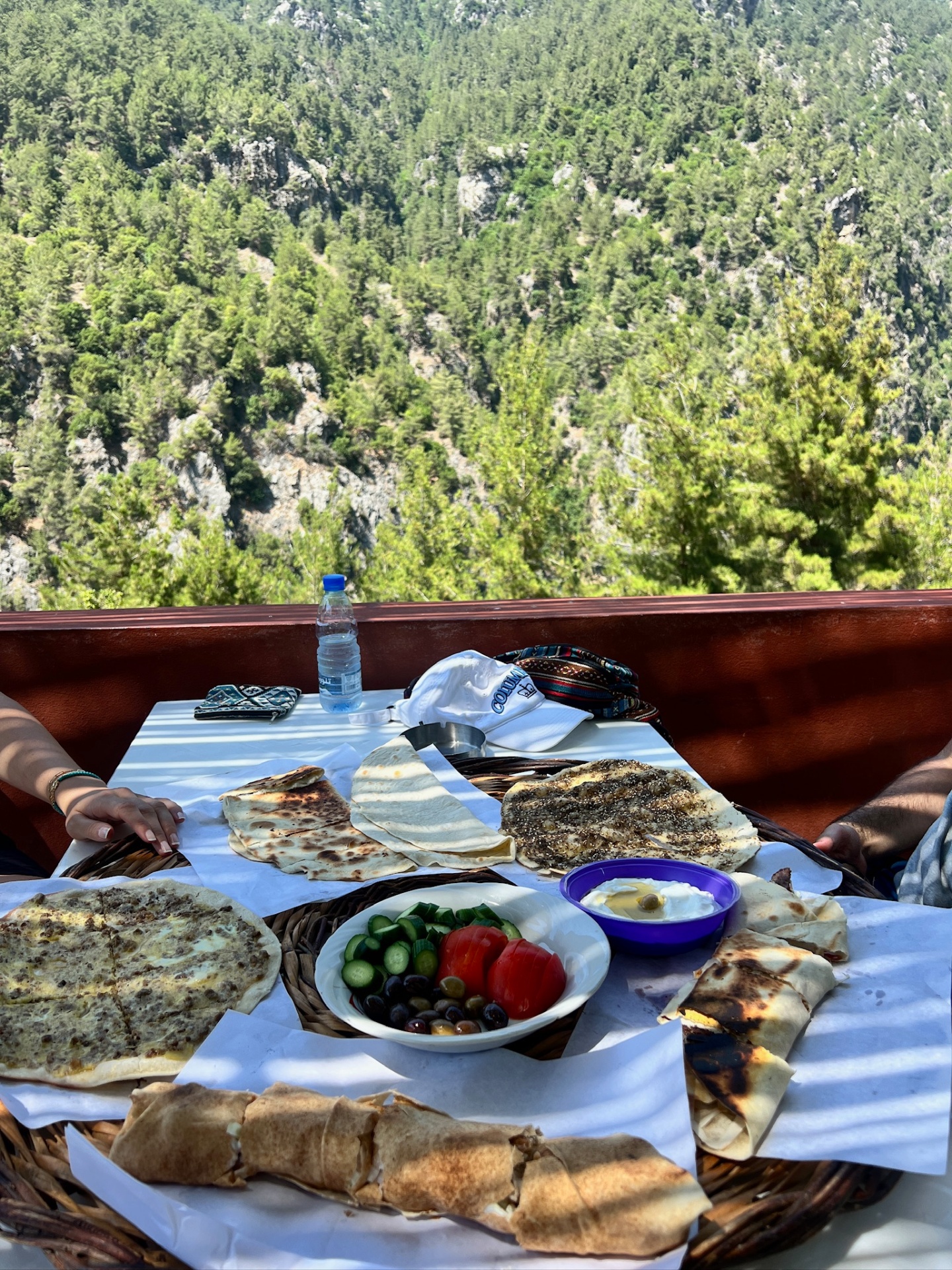 Levantine mountain feast with manaesh, olives and labneh